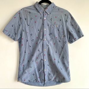 Vans light blue palm trees&lighting bolt button up